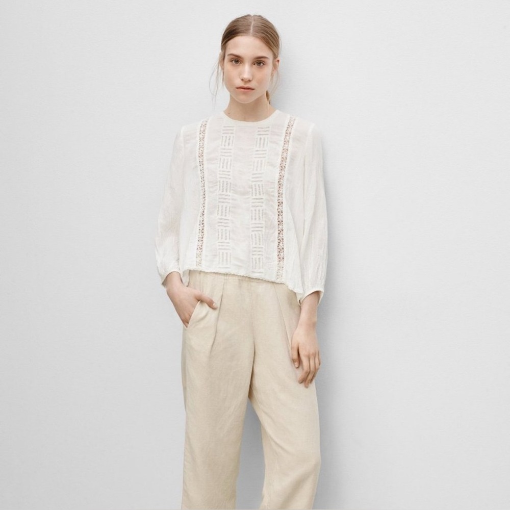 Aritzia Wilfred Entendre Black Lace Blouse L - Picture 7 of 9